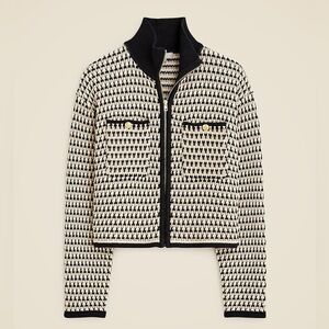 J. Crew Jacquard Sweater Jacket in Black Sandstone Antique | Size XXL | NWT